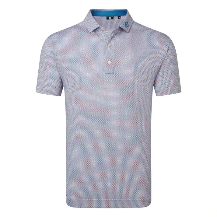 Footjoy Mens Nautical Flag Print Lisle Polo Shirt Red/Coastal Blue 39260