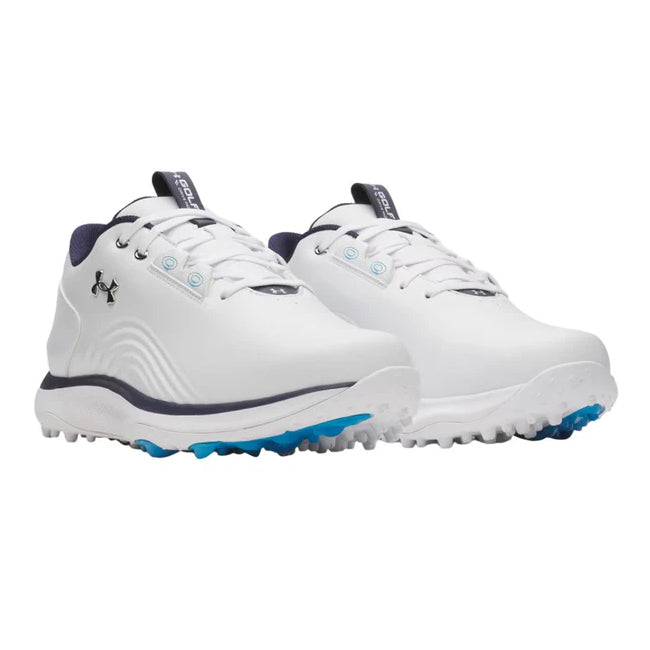 Under Armour Mens Drive Fade 2 SL Golf Shoes - White/Metallic Silver