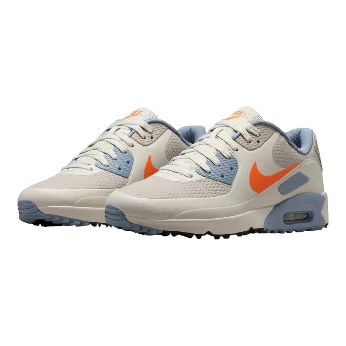 Nike Air Max 90 G Golf Shoes - Moon Particle/Light Bone/Orange