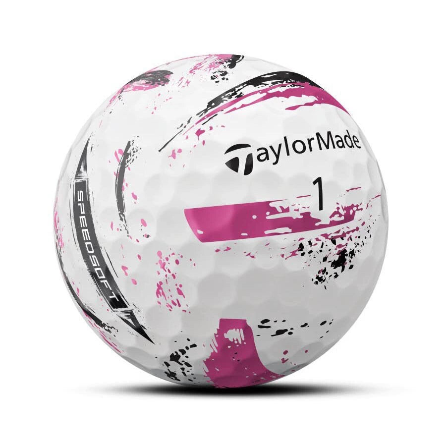 TaylorMade SpeedSoft Ink Golf Balls - 1 Dozen White/Pink