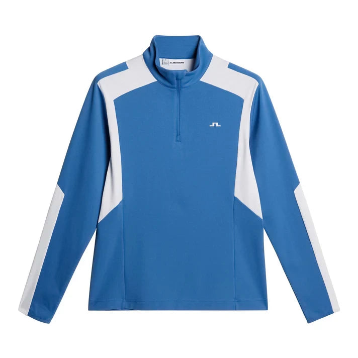 L.Lindeberg Mens Lukas Quarter Zip Mid Layer Federal Blue