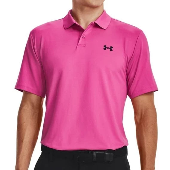Under Armour Mens Performance 3.0 Polo Shirt Rebel Pink/Black