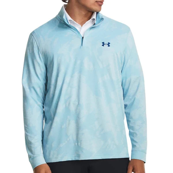 Under Armour Mens Playoff Jacquard ¼ Zip Mid Layer Blizzard/White/Varsity Blue