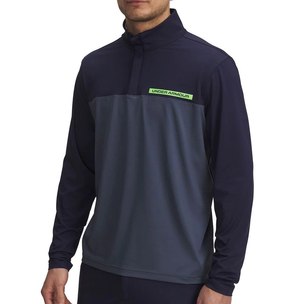 Under Armour Mens T2g ¼ Zip Mid Layer Midnight Navy/Downpour Gray/Cyber Green