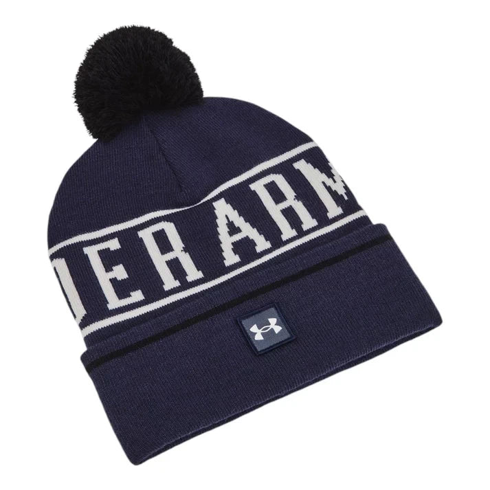 Under Armour Mens Halftime Pom Beanie Midnight Navy/Summit White/White