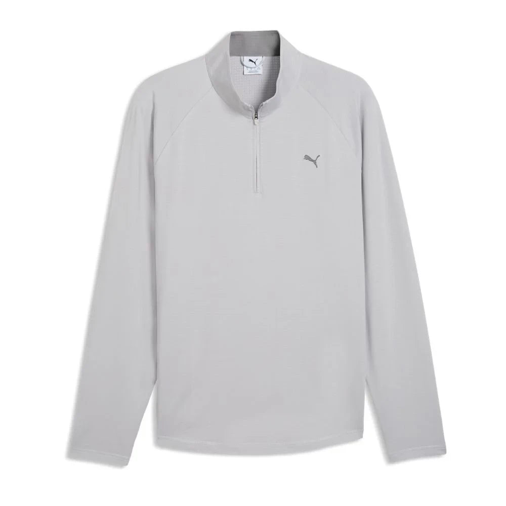 Puma Mens Pure Grid 1/4 Zip Pullover Platino Grey