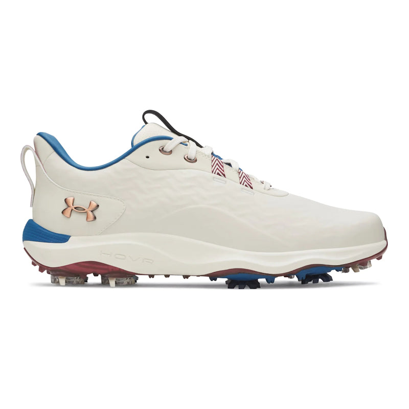 Under Armour Mens UA Drive Pro Clone LE Golf Shoes - White/Ivory Dune/Metallic Copper Ore