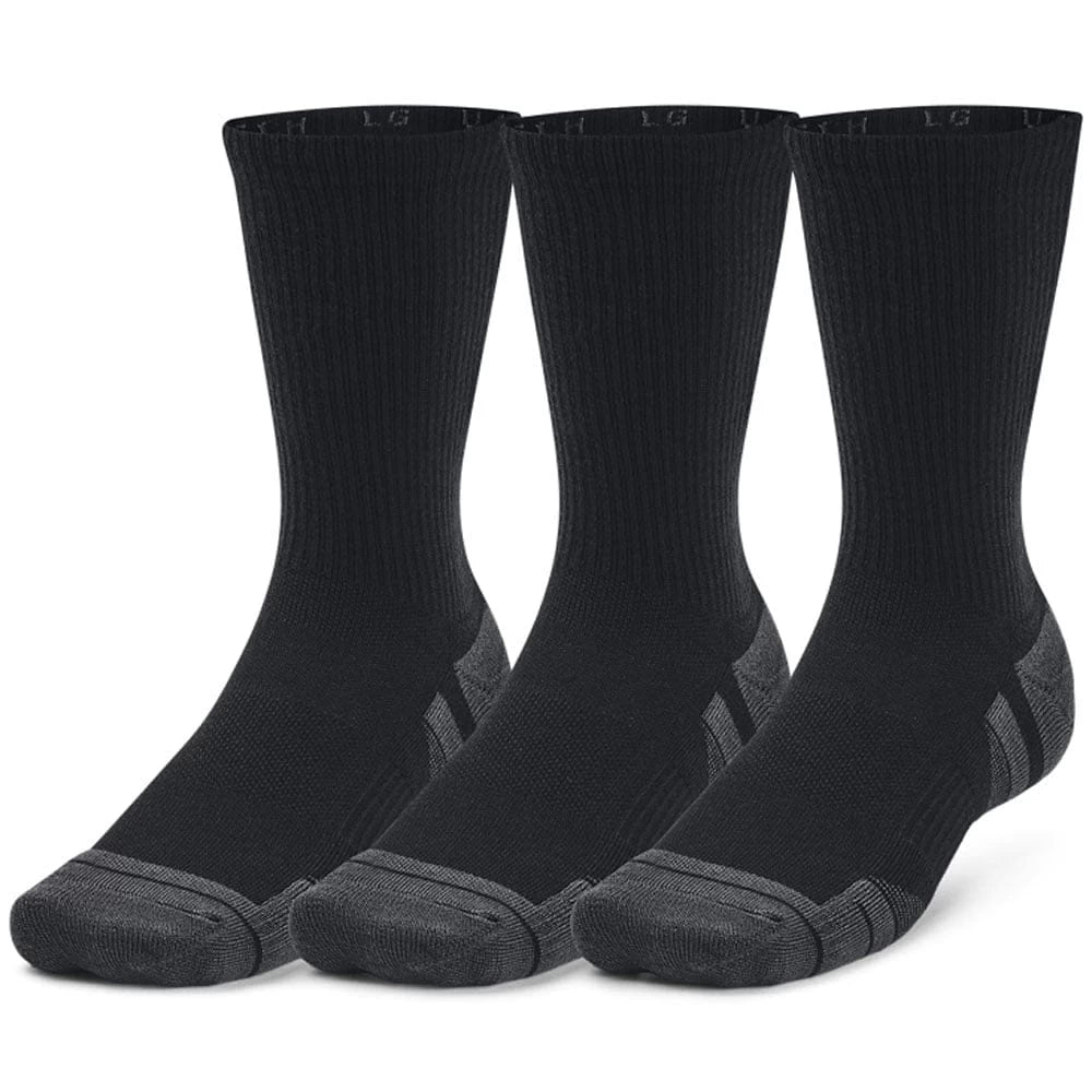 Under Armour Mens Performance Socks Tech 3pk Crew Black/Black/Jet Gray