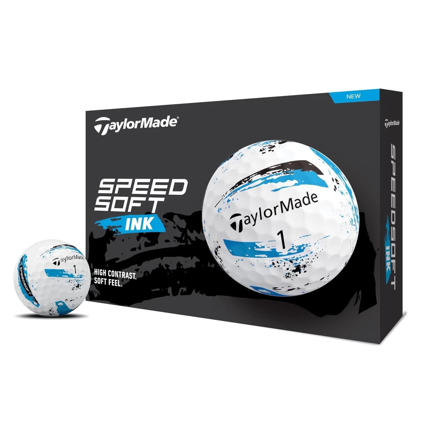 TaylorMade SpeedSoft Ink Golf Balls - 1 Dozen White/Blue