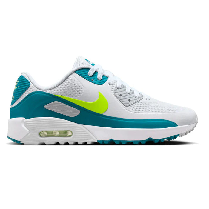 Nike Air Max 90 G Golf Shoes - White/Volt/Bright Spruce