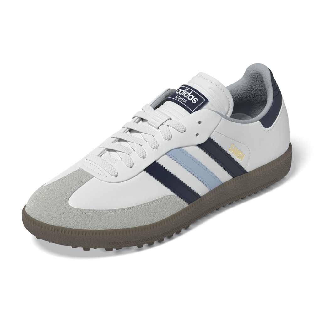 adidas Mens Samba Spikeless Golf Shoes Ftwr White/Night Indigo/Clear Sky