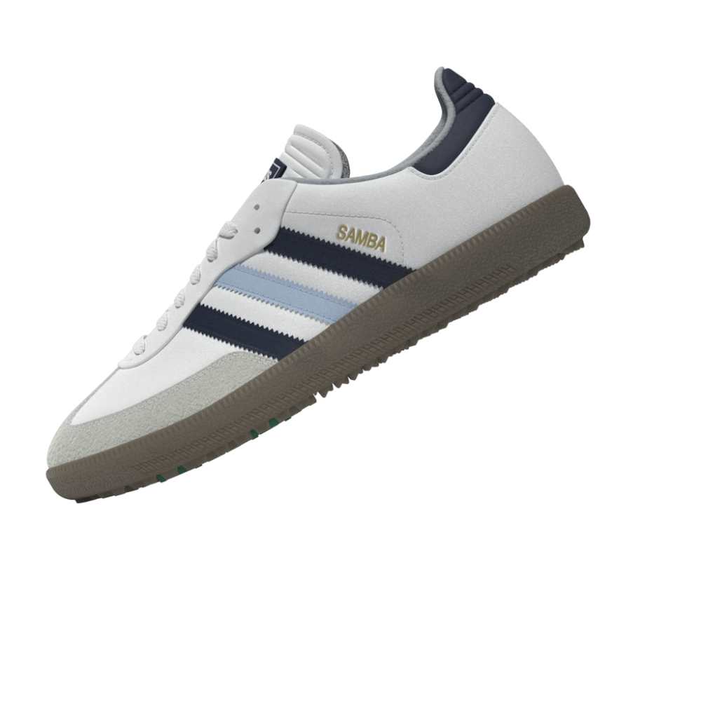 adidas Mens Samba Spikeless Golf Shoes Ftwr White/Night Indigo/Clear Sky