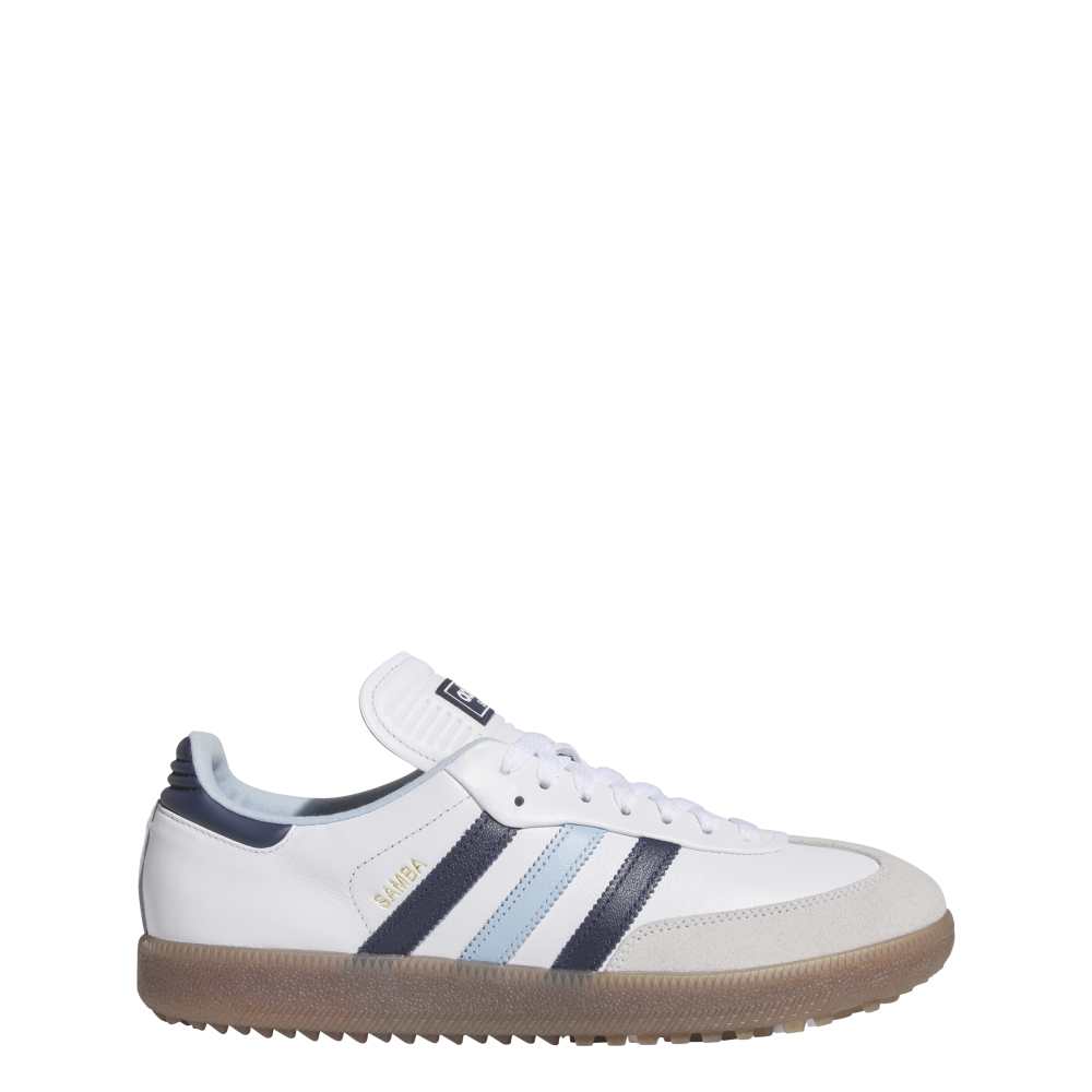 adidas Mens Samba Spikeless Golf Shoes Ftwr White/Night Indigo/Clear Sky