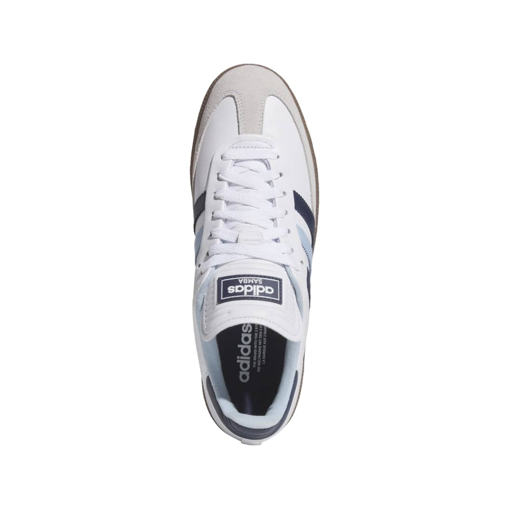 adidas Mens Samba Spikeless Golf Shoes Ftwr White/Night Indigo/Clear Sky