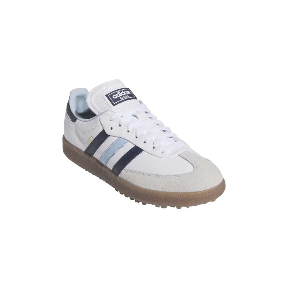 adidas Mens Samba Spikeless Golf Shoes Ftwr White/Night Indigo/Clear Sky
