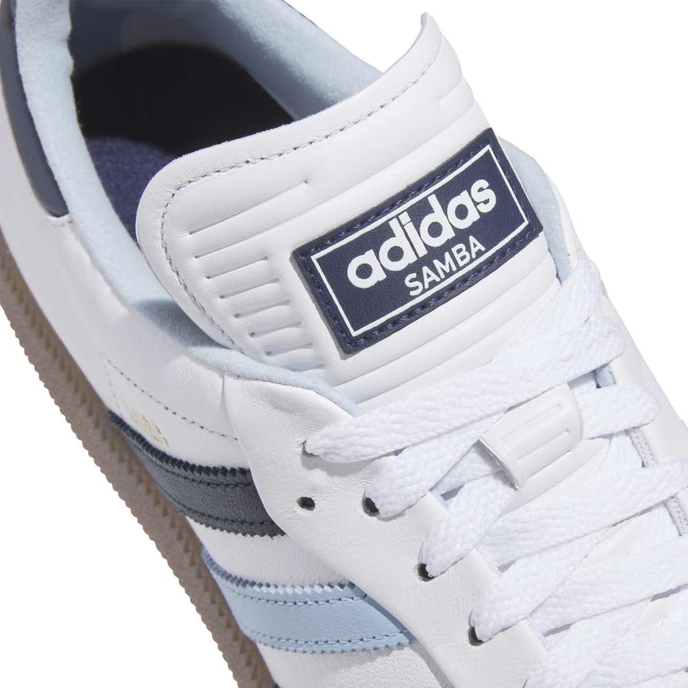 adidas Mens Samba Spikeless Golf Shoes Ftwr White/Night Indigo/Clear Sky