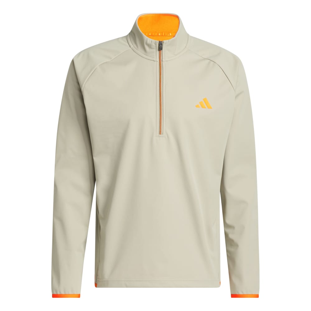 adidas Mens Ultimate365 Durable Water Repellent Wind Quarter Zip Wonder Cargo/Lucid Orange
