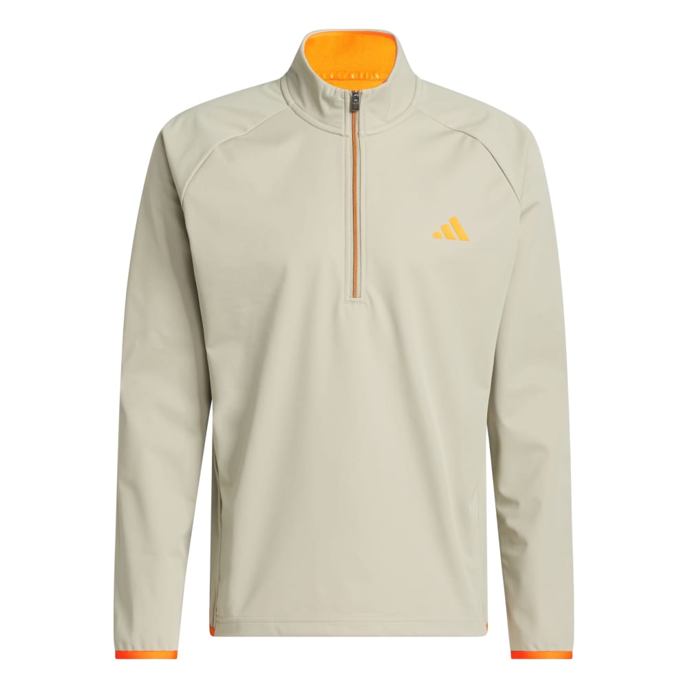 adidas Mens Ultimate365 Durable Water Repellent Wind Quarter Zip Wonder Cargo/Lucid Orange