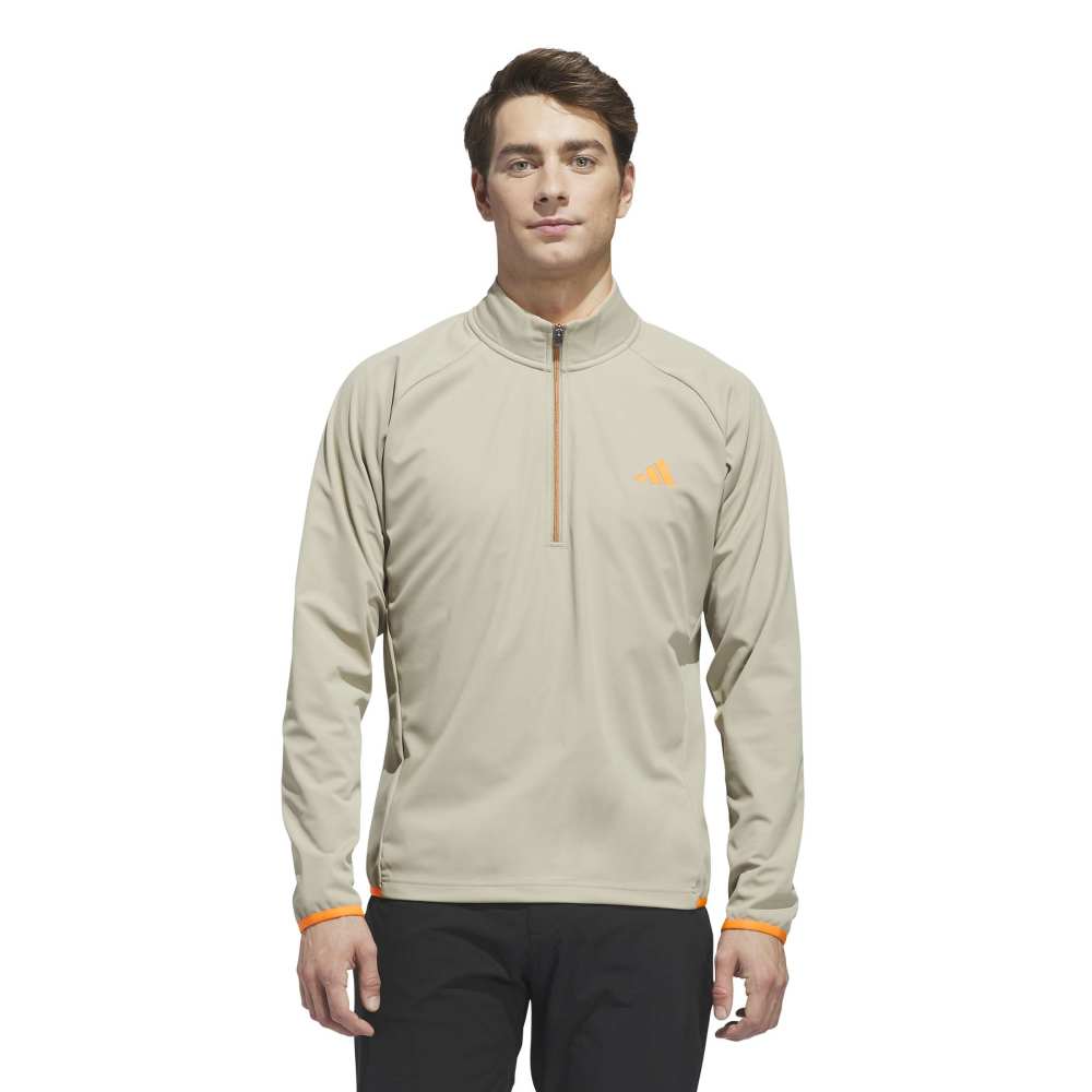 adidas Mens Ultimate365 Durable Water Repellent Wind Quarter Zip Wonder Cargo/Lucid Orange