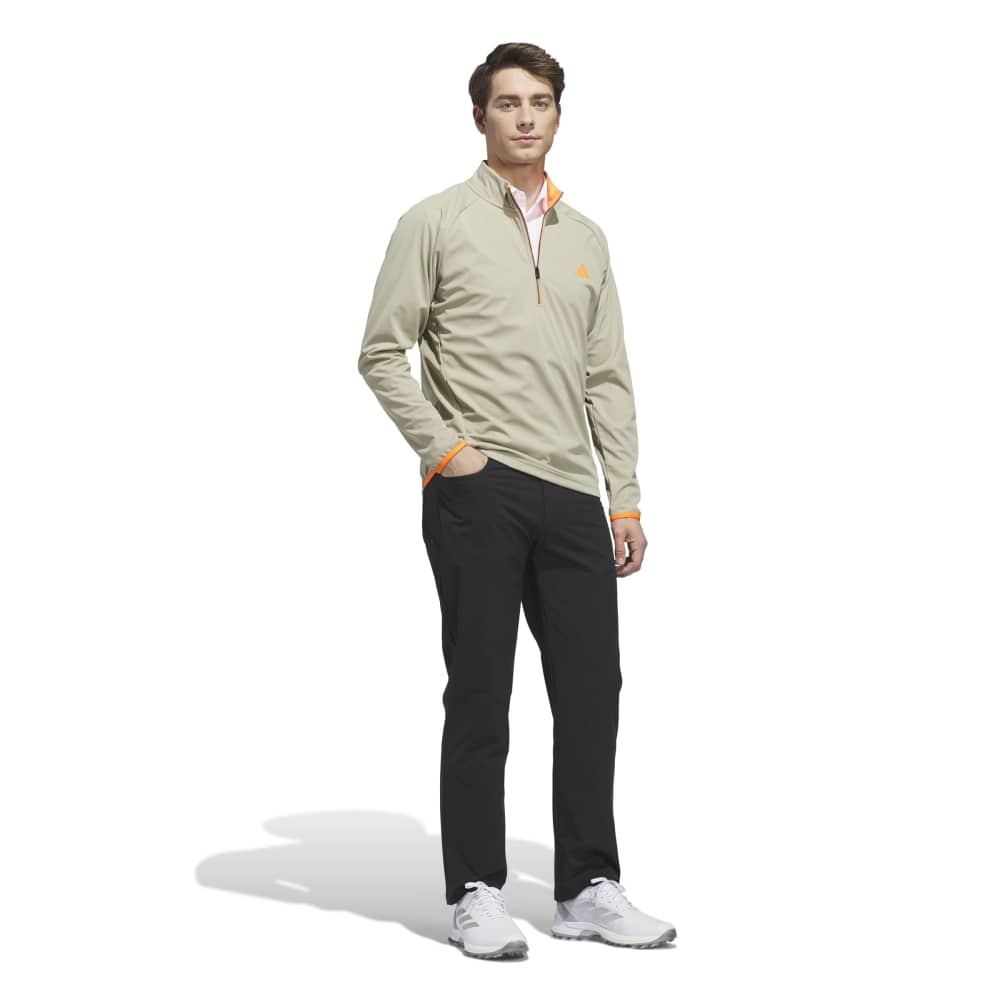 adidas Mens Ultimate365 Durable Water Repellent Wind Quarter Zip Wonder Cargo/Lucid Orange