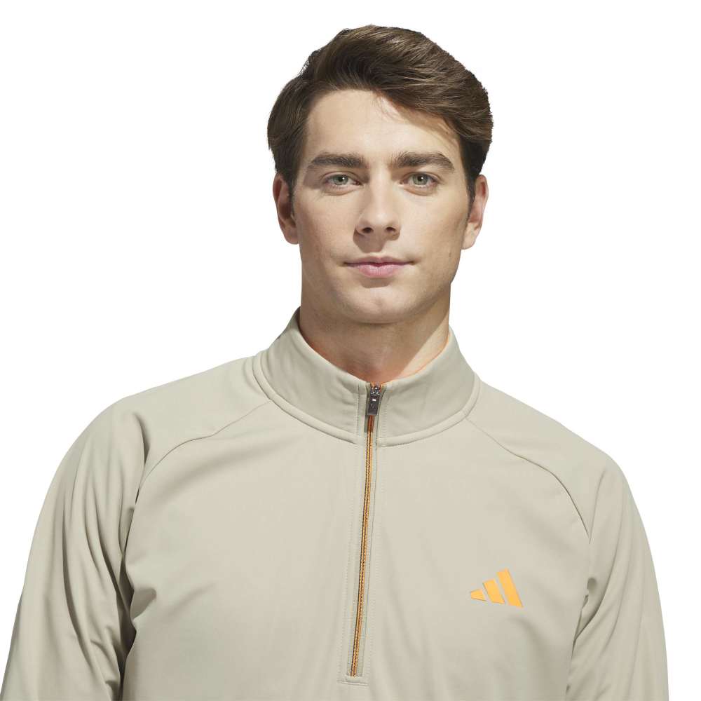 adidas Mens Ultimate365 Durable Water Repellent Wind Quarter Zip Wonder Cargo/Lucid Orange