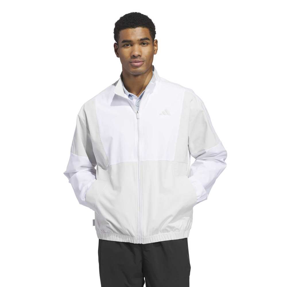 adidas Mens Beyond Twistweave Full Zip Golf Windbreaker Orbit Grey