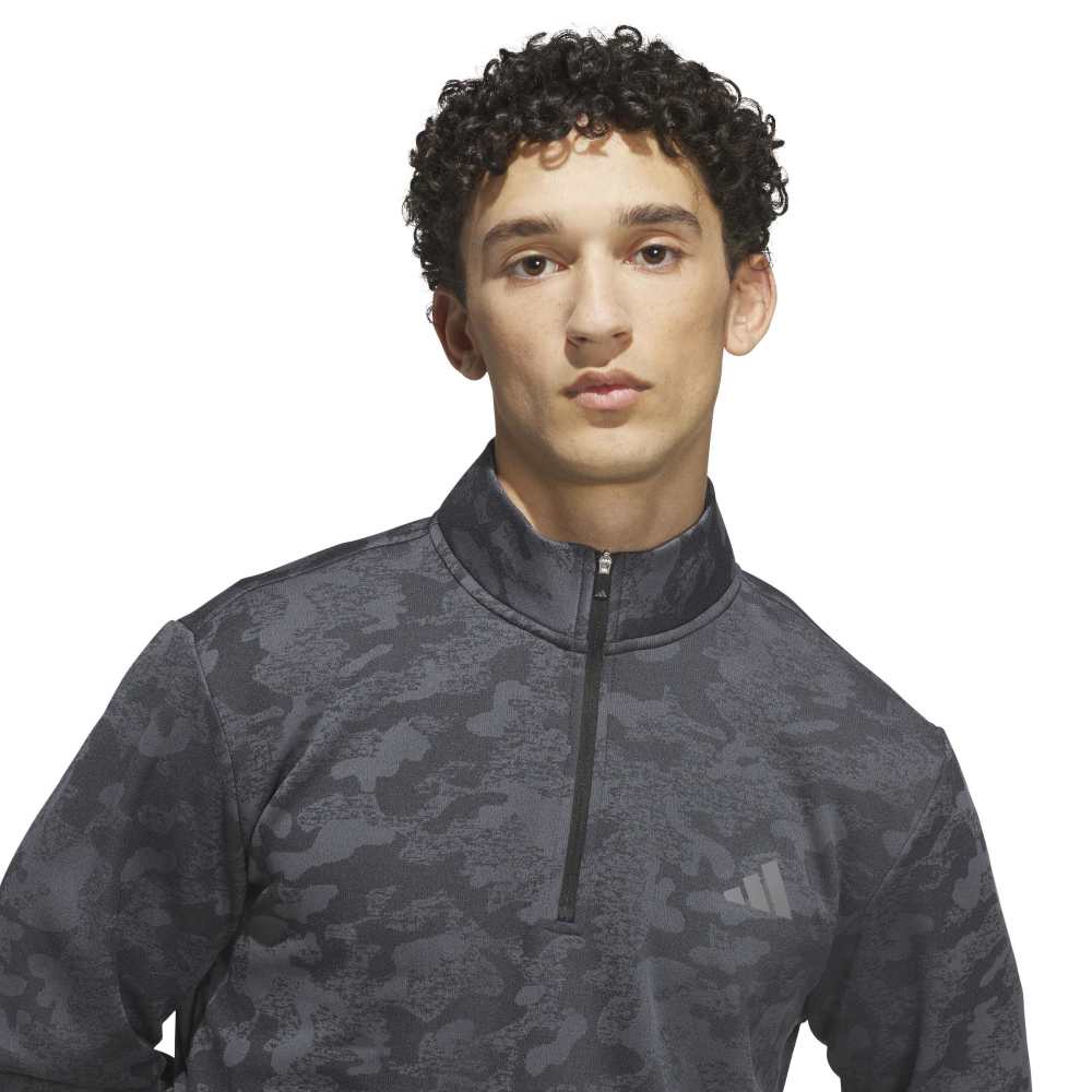 adidas Mens Ultimate365 Durable Water Repellent Quarter Zip Mid Layer Black/Grey Four KG7169