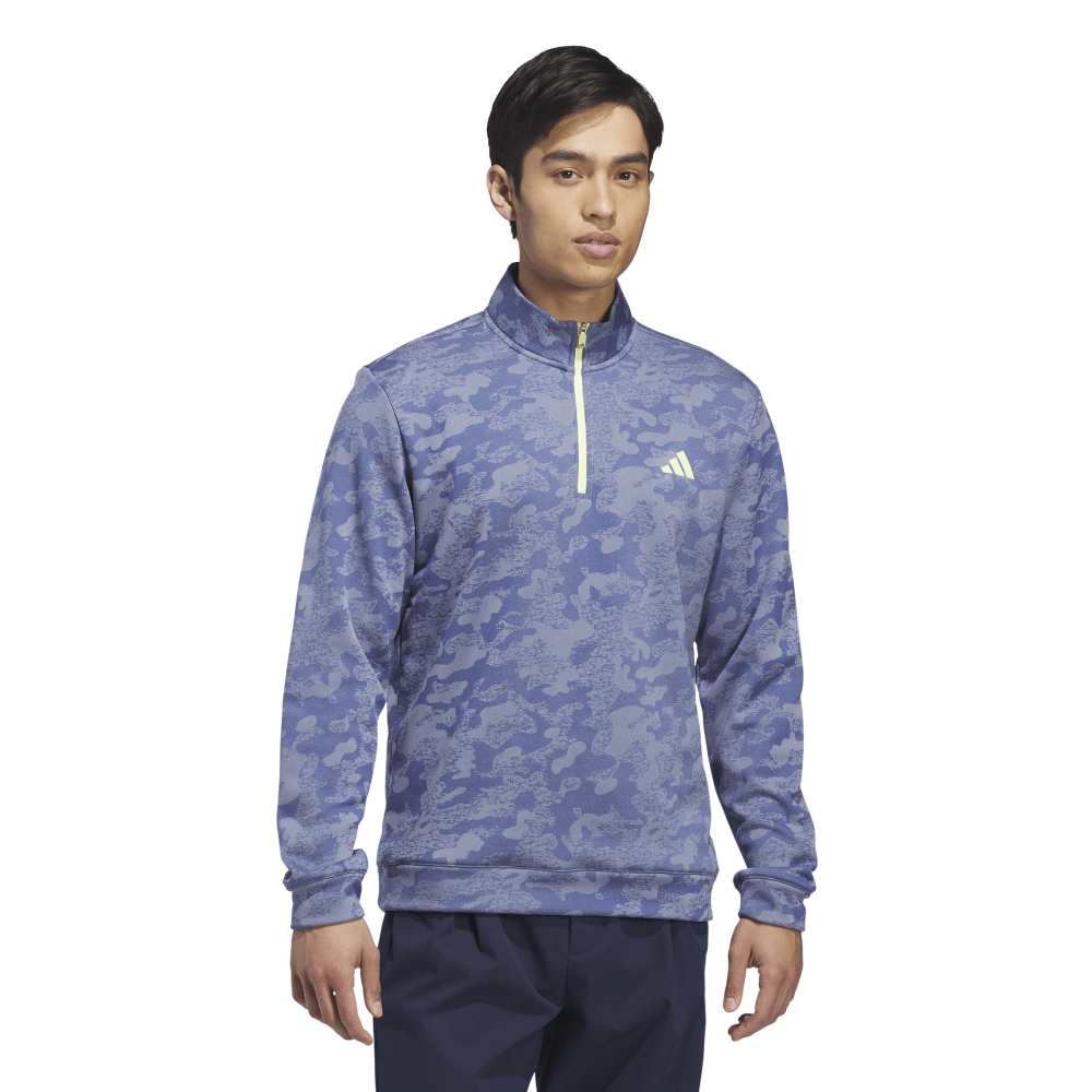 adidas ULTIMATE365 Durable Water Repellent Quarter-zip Sweatshirt Dual Indigo / Frozen Lemon