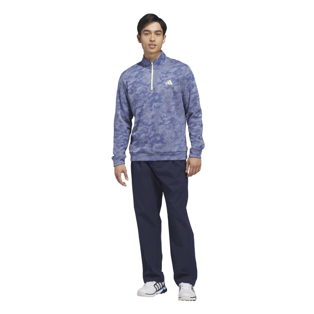 adidas ULTIMATE365 Durable Water Repellent Quarter-zip Sweatshirt Dual Indigo / Frozen Lemon