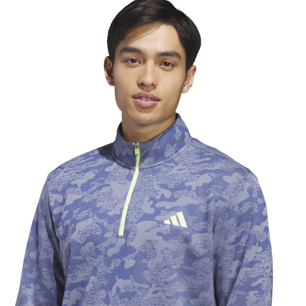 adidas ULTIMATE365 Durable Water Repellent Quarter-zip Sweatshirt Dual Indigo / Frozen Lemon