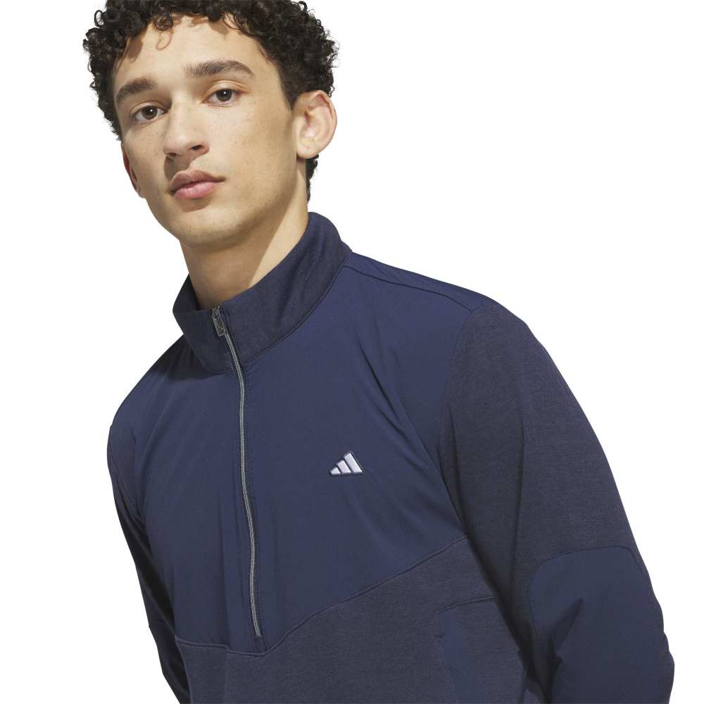 adidas Mens Ultimate365+ Course Control Hybrid Quarter Zip Mid Layer Collegiate Navy KG7198