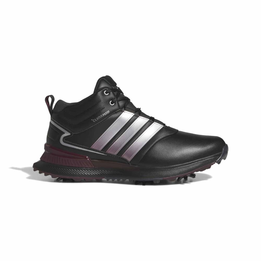 adidas Mens R2C Mid Climaproof Golf Shoes Black/Silver/Maroon