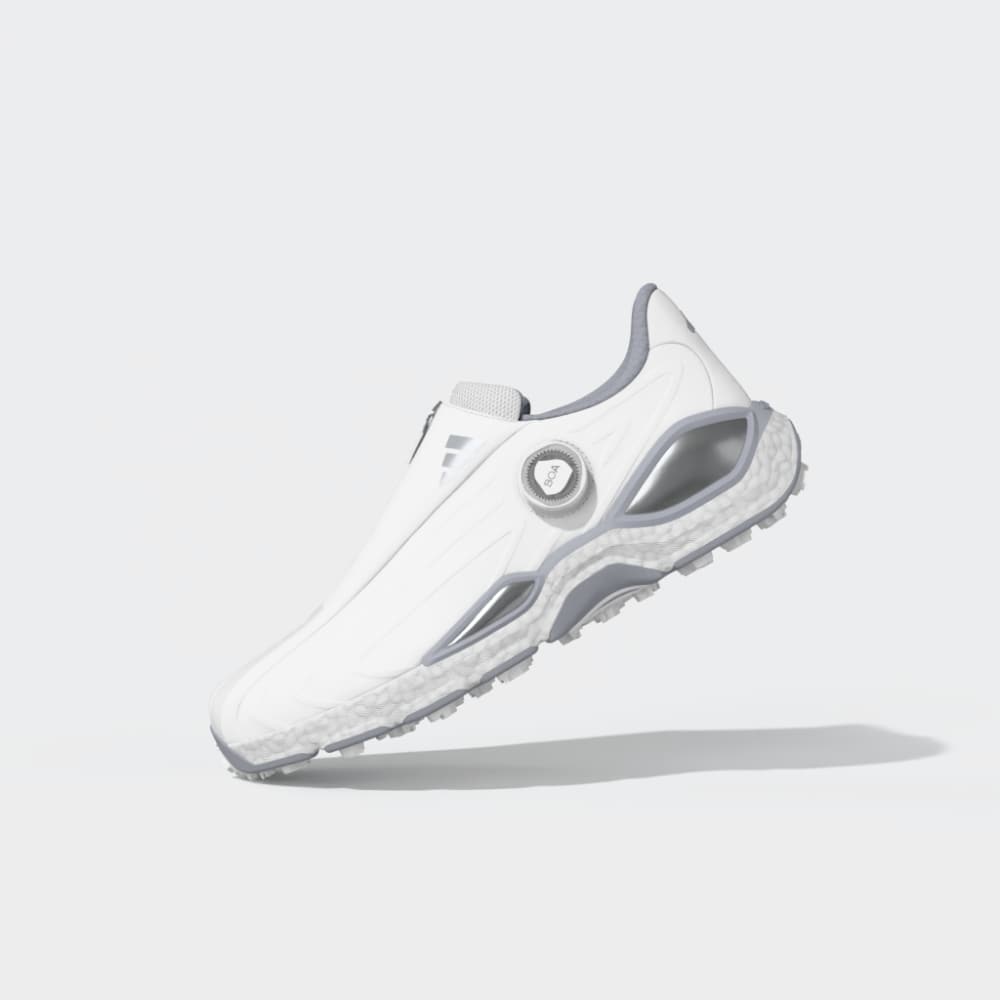 adidas Mens CODECHAOS BOA 27 Spikeless Golf Shoes - White/Silver Met./Halo Silver