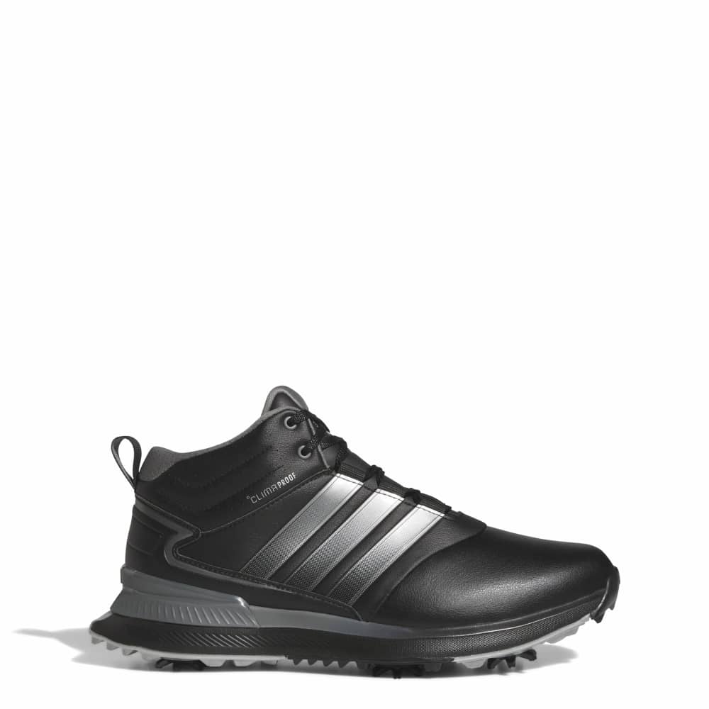 adidas Mens R2C MID Climaproof Spiked Golf Boots - Black/Iron/Silver