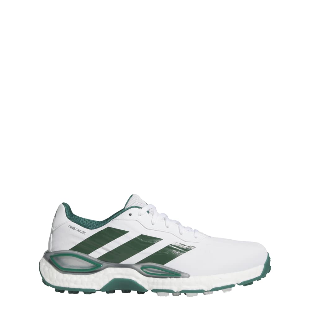 adidas Mens CODECHAOS 27 Spikeless Golf Shoes - White/Collegiate Green/Silver Met.
