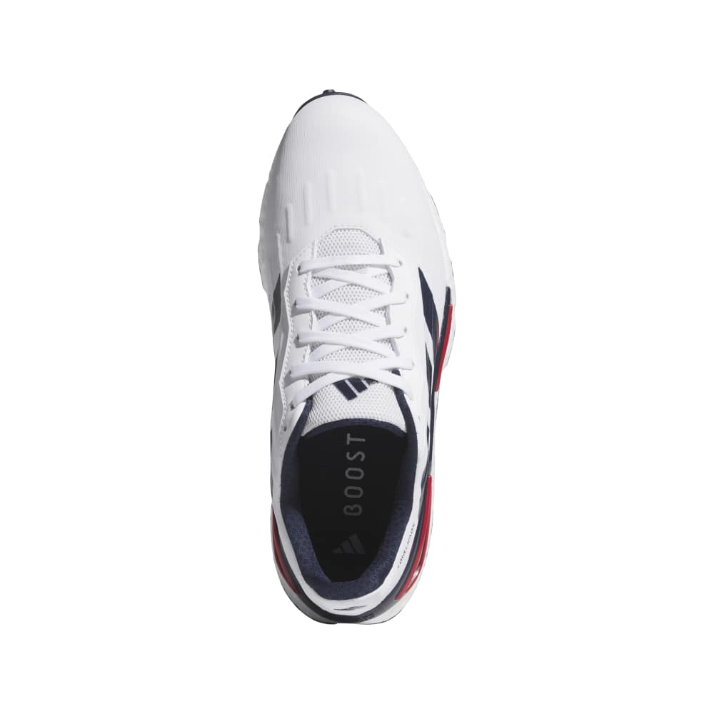 adidas Mens CODECHAOS 27 Spikeless Golf Shoes - White/Collegiate Navy/Pure Ruby