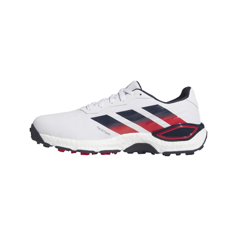 adidas Mens CODECHAOS 27 Spikeless Golf Shoes - White/Collegiate Navy/Pure Ruby
