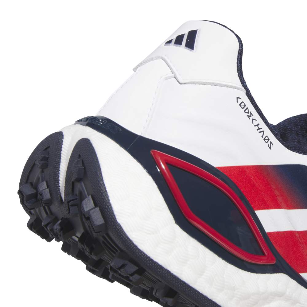 adidas Mens CODECHAOS 27 Spikeless Golf Shoes - White/Collegiate Navy/Pure Ruby