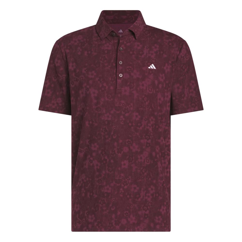 adidas Mens Ultimate365+ Climacool Butterspun Mighty Blossom Print Polo Shirt Maroon KU1176
