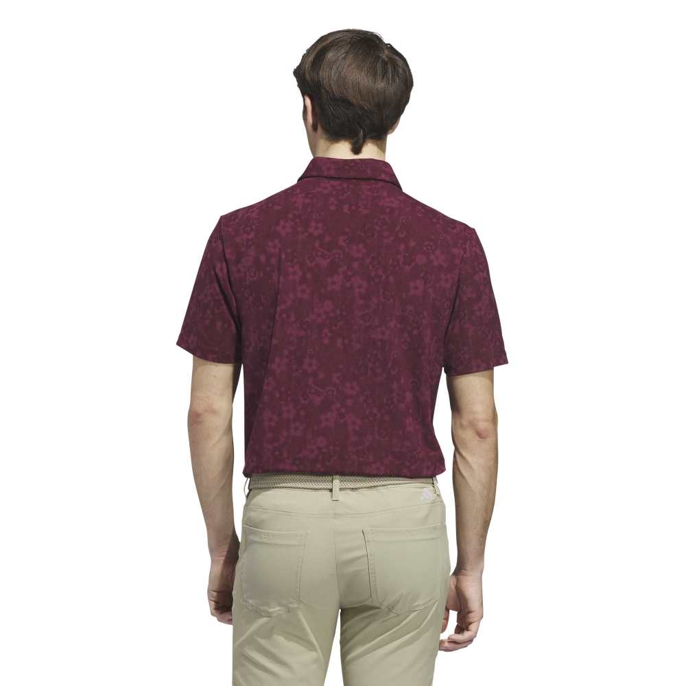 adidas Mens Ultimate365+ Climacool Butterspun Mighty Blossom Print Polo Shirt Maroon KU1176