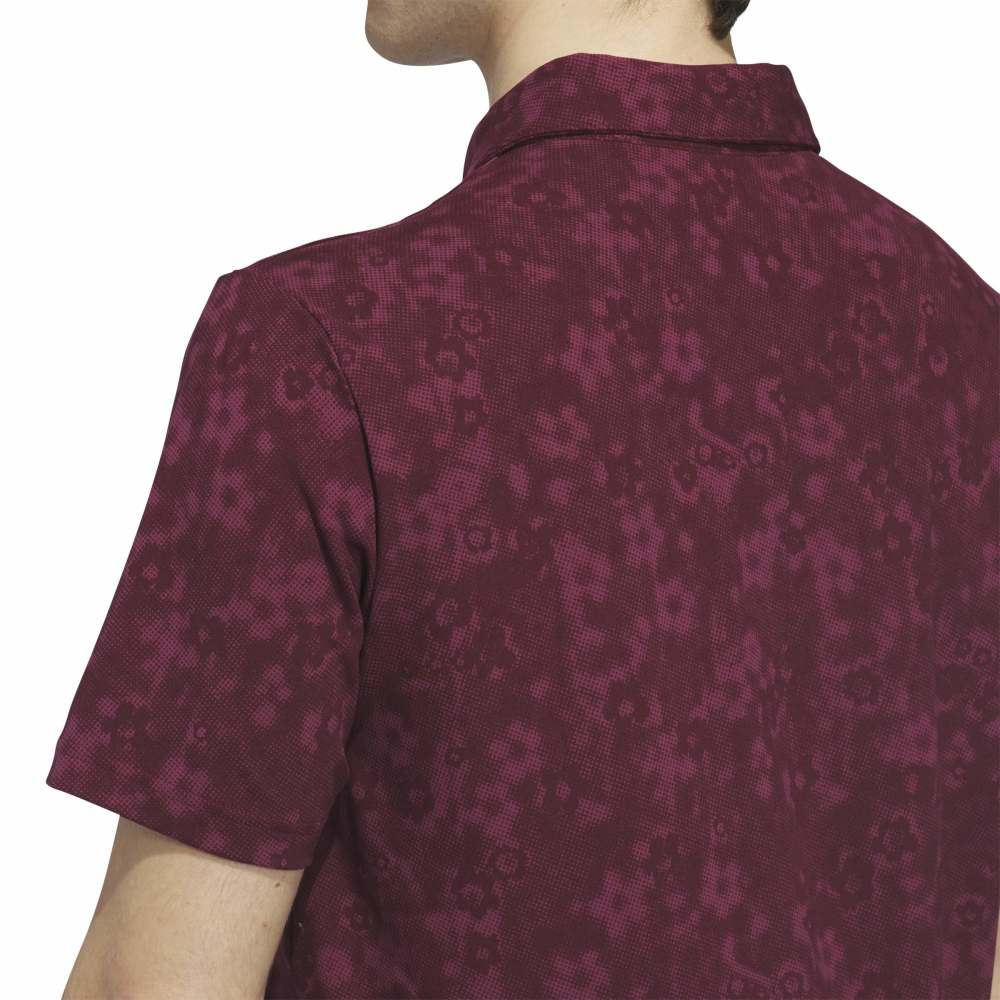 adidas Mens Ultimate365+ Climacool Butterspun Mighty Blossom Print Polo Shirt Maroon KU1176