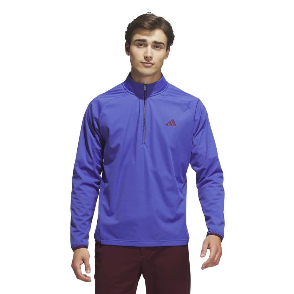 adidas Mens Ultimate365 Durable Water Repellent Wind Quarter Zip Mid Layer Dual Indigo/Maroon KV1322