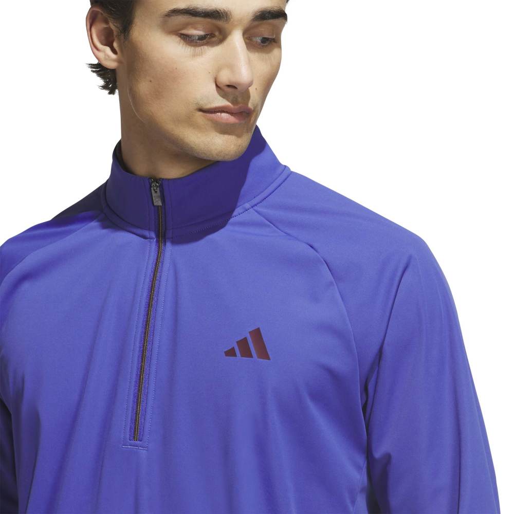 adidas Mens Ultimate365 Durable Water Repellent Wind Quarter Zip Mid Layer Dual Indigo/Maroon KV1322
