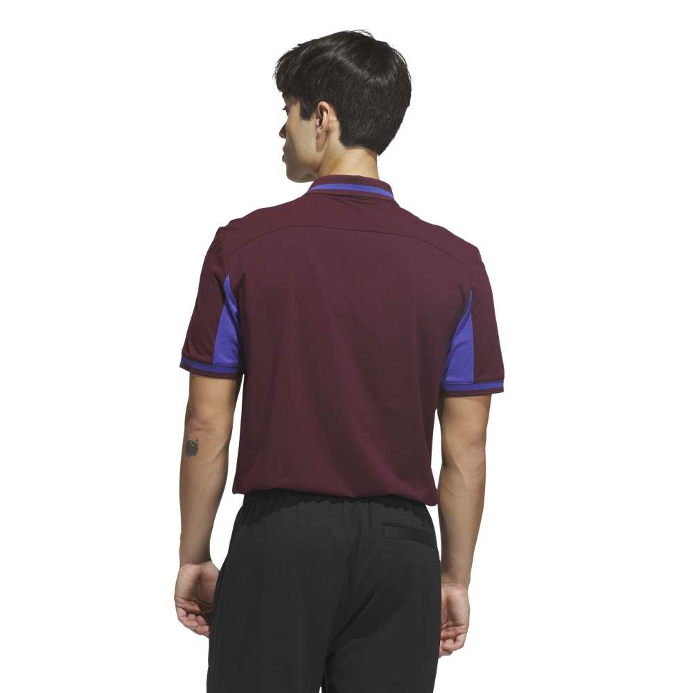 adidas Mens Beyond The Course Vent Twistknit Polo Shirt Maroon/Dual Indigo KV3850