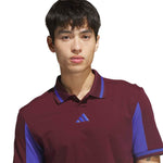 adidas Mens Beyond The Course Vent Twistknit Polo Shirt Maroon/Dual Indigo KV3850