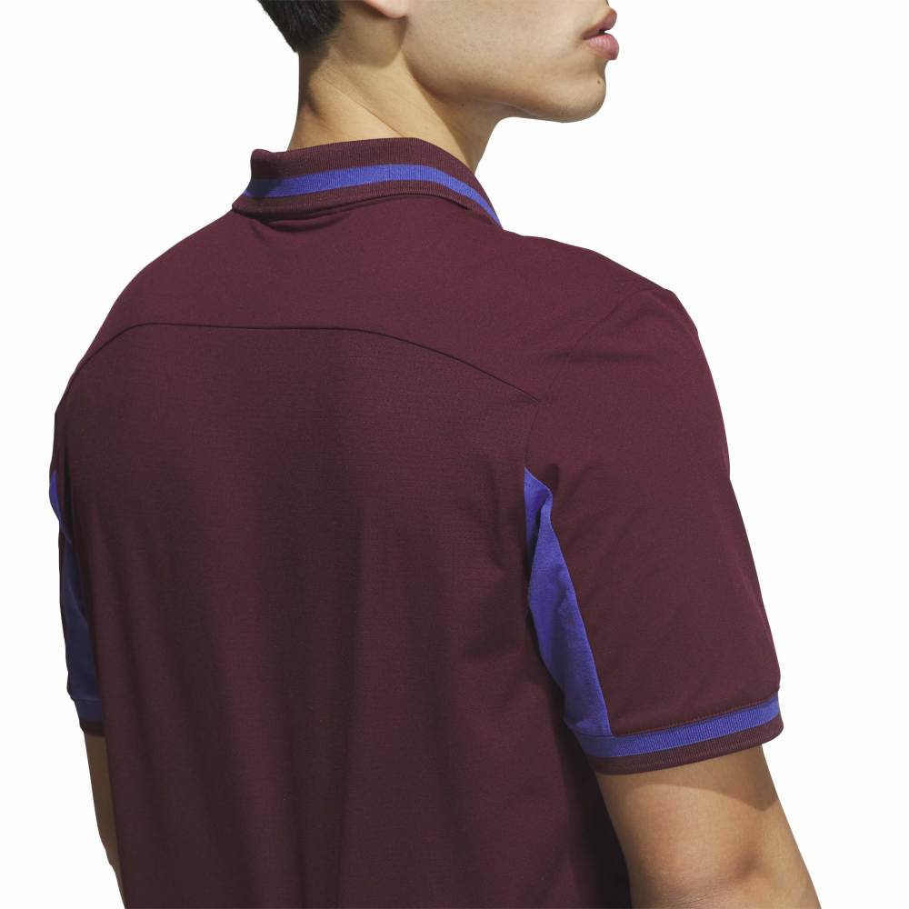 adidas Mens Beyond The Course Vent Twistknit Polo Shirt Maroon/Dual Indigo KV3850