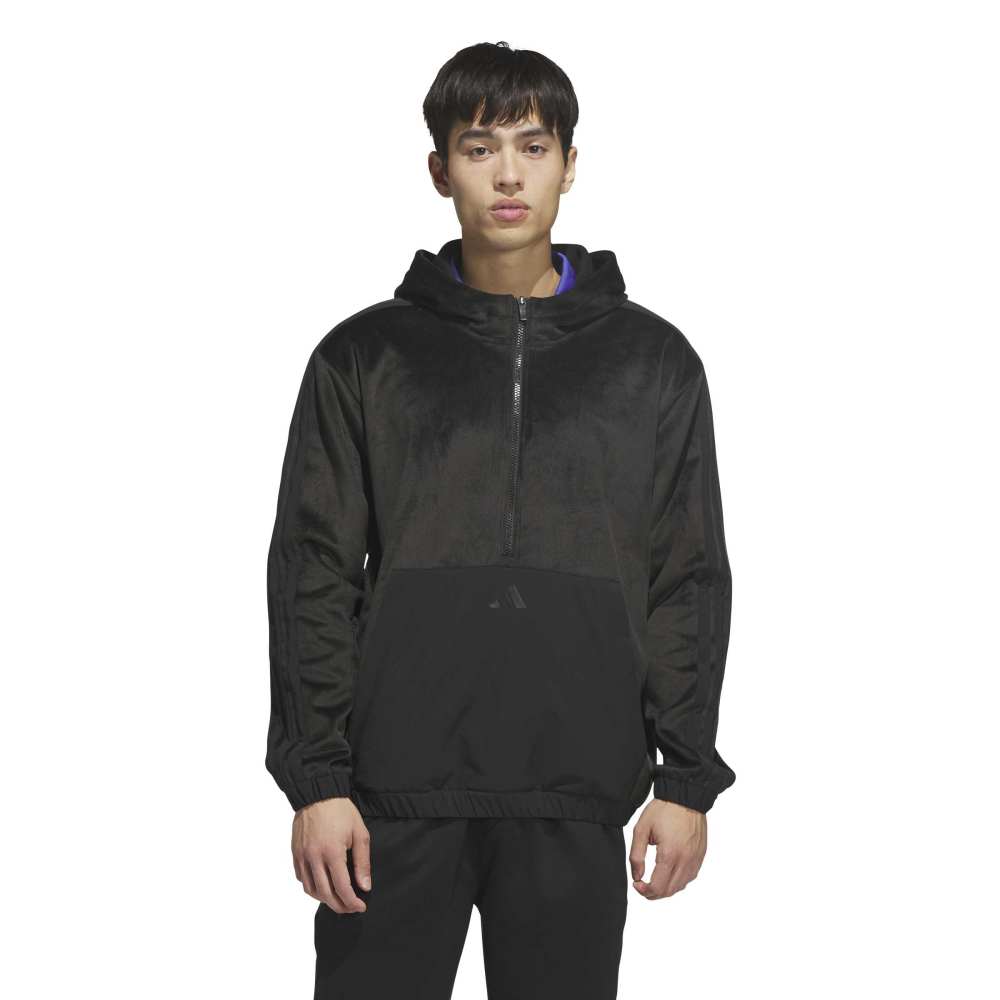 adidas Mens Beyond The Course Cozy Half Zip Hoodie Black KX9445