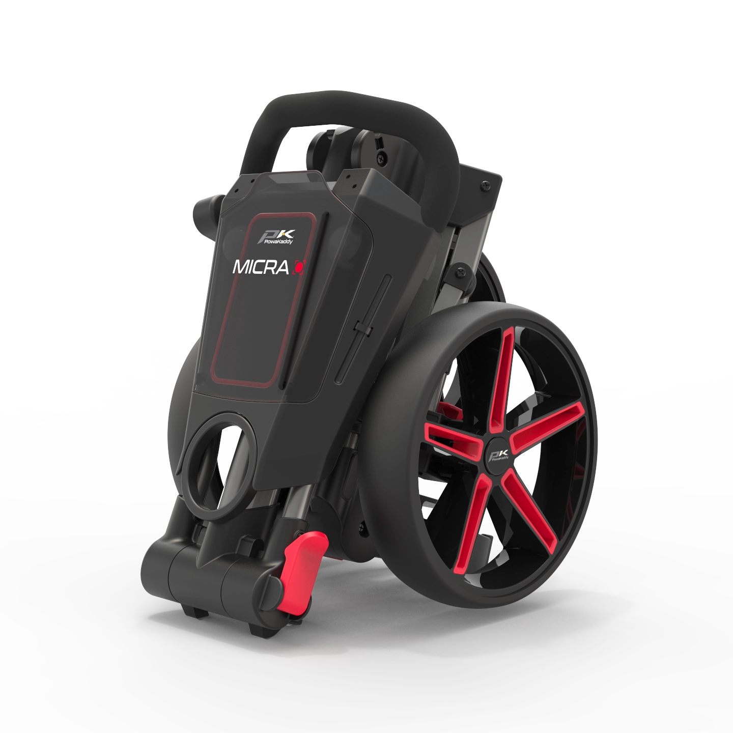 Powakaddy Micra Push Trolley - Gunmetal with Red Trim
