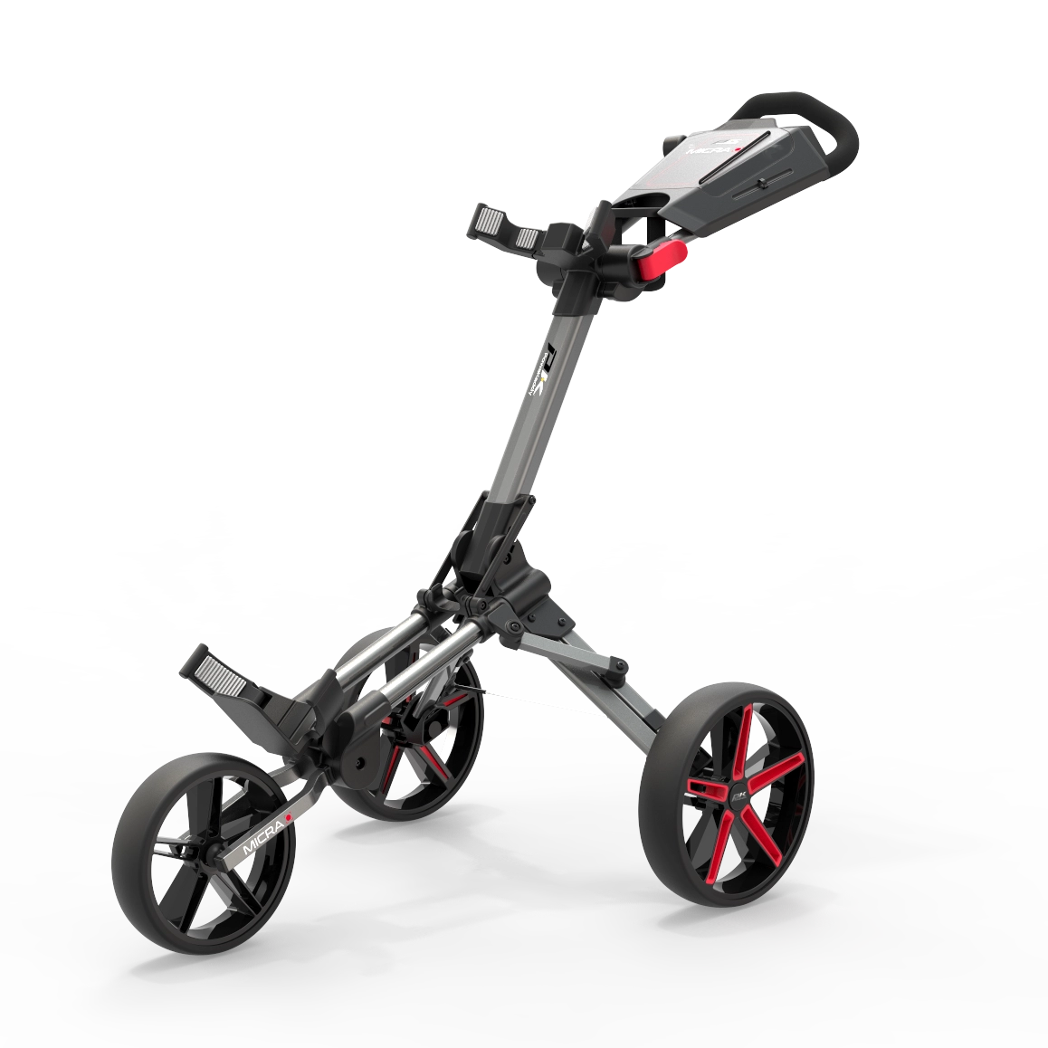 Powakaddy Micra Push Trolley - Gunmetal with Red Trim