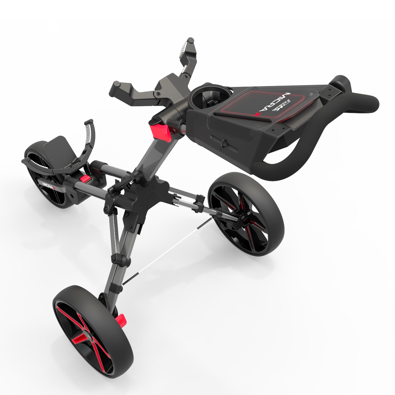 Powakaddy Micra Push Trolley - Gunmetal with Red Trim